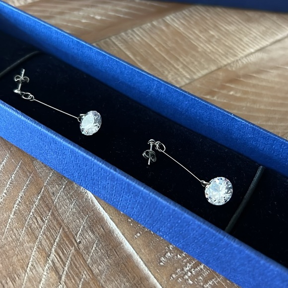 Swarovski Lunar Drop Earrings Clear, - Picture 2 of 4
